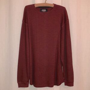 CSG. 2XL Burgundy Heather Crewneck Waffle Knit Long Sleeve Pullover Thermal